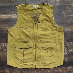 Duluth Trading co green Olive full zip nylon pockets fishing outdoor vest large